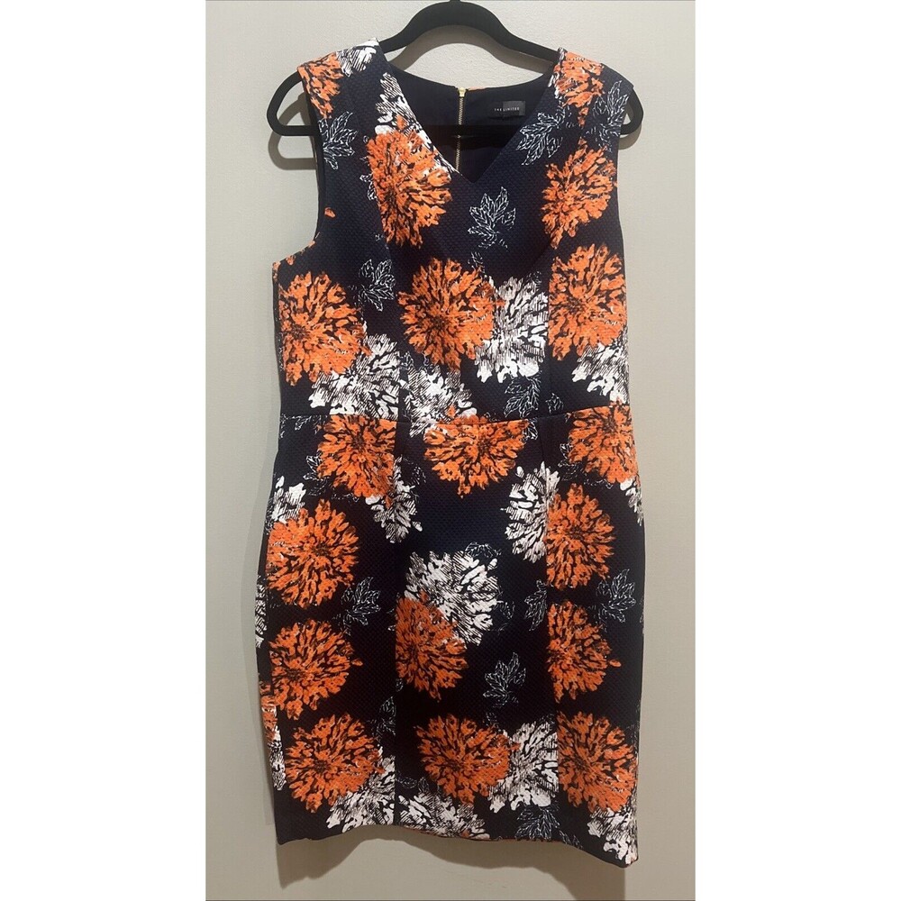 The Limited Size 12 Dress Womens Blue/Orange/White Sleeveless Sheath